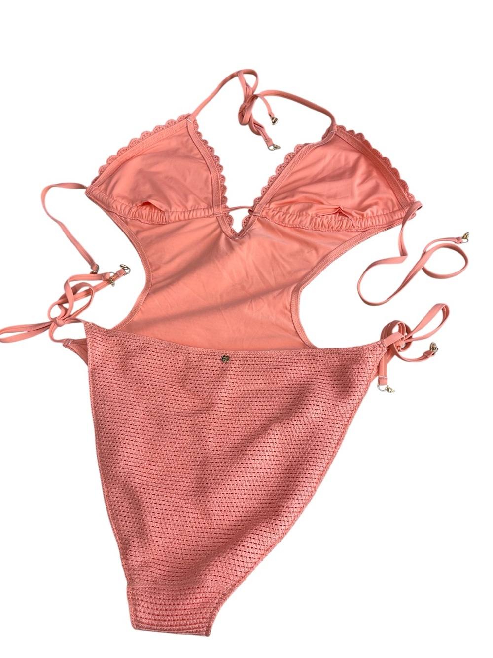 Victoria's Secret Coral Pink Textured One-Piece Swimsuit - Picture 4 of 6